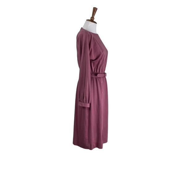 Vintage 70s Warren Petites Mauve Secretary Midi Dress M - Picture 4 of 9
